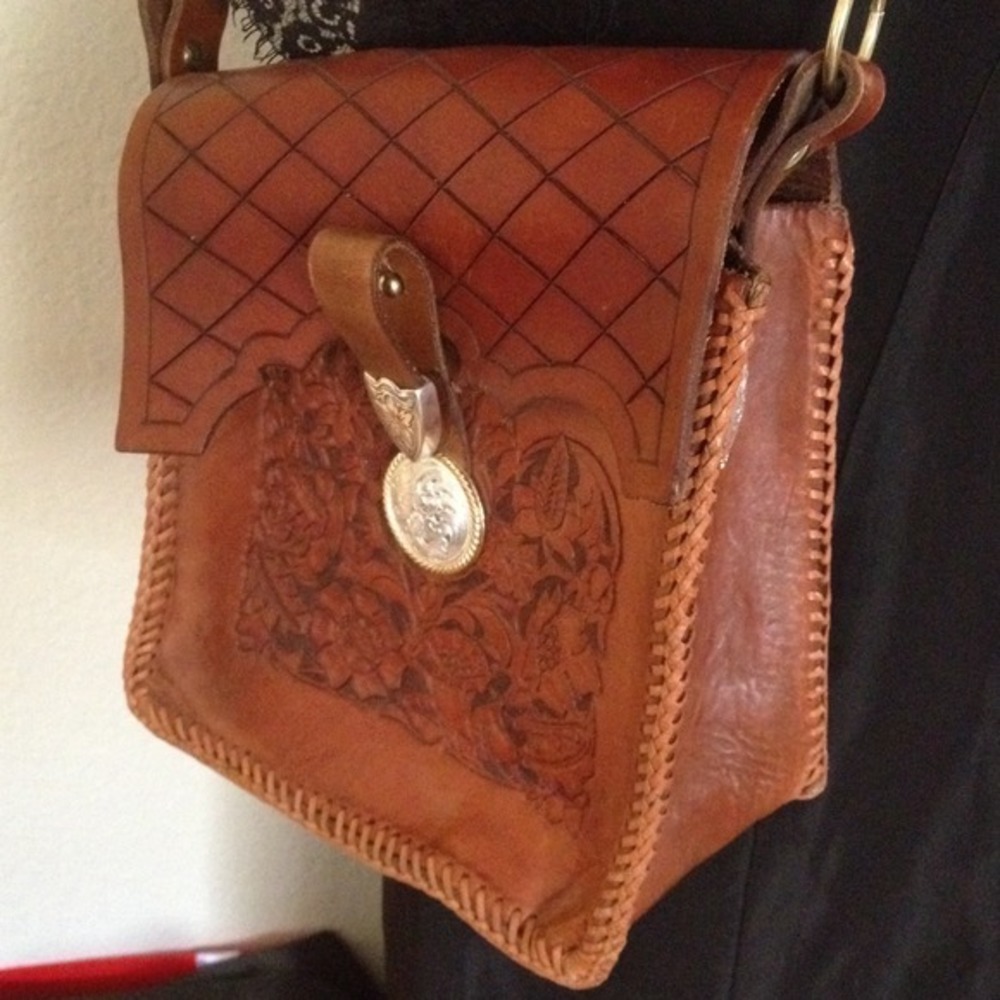 CUSTOM HAND Leather tooled handbag cross body western